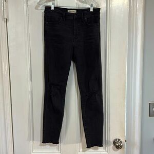 Madewell Black Ripped Knee Jeans